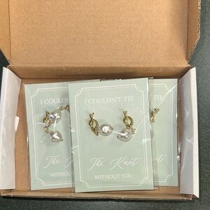 Gold and White Knot Earrings